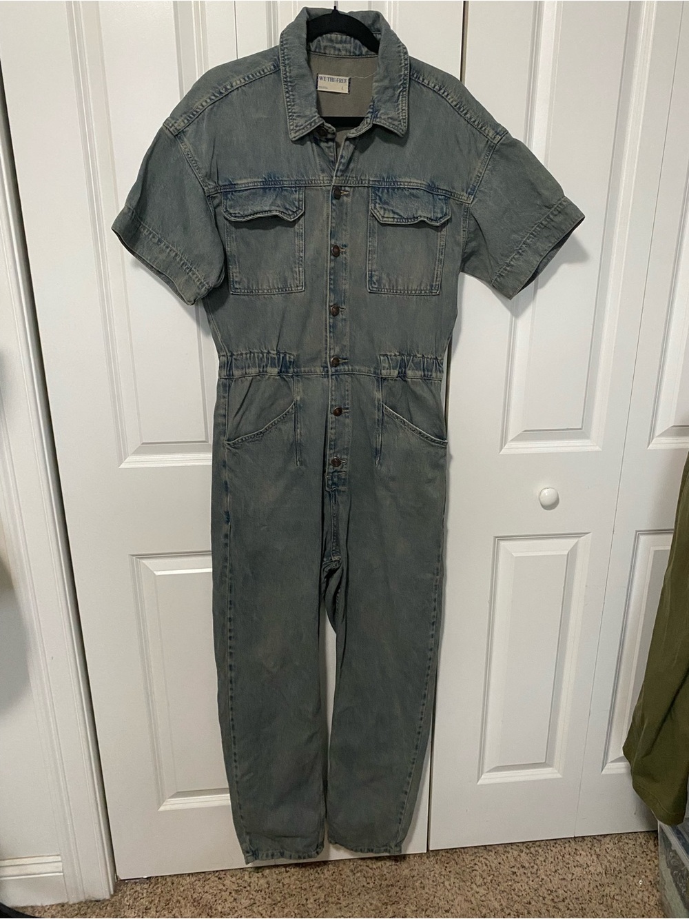 We The Free Washed Denim Utility Coveralls/Jumpsuit